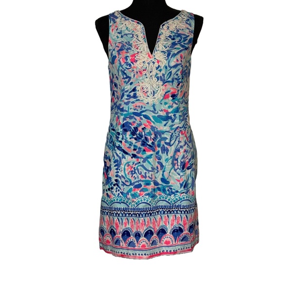 Lilly Pulitzer Gabby Shift Dress | Spa Blue | Size 2 | 100% Cotton - Picture 1 of 8